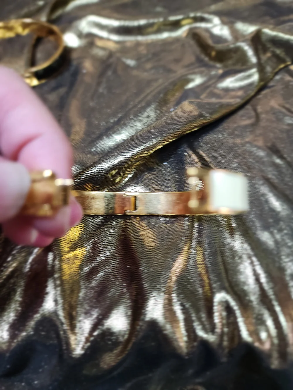Kate Spade New York Cream Enamel Gold-Tone Bangle Bracelet - Picture 8 of 10